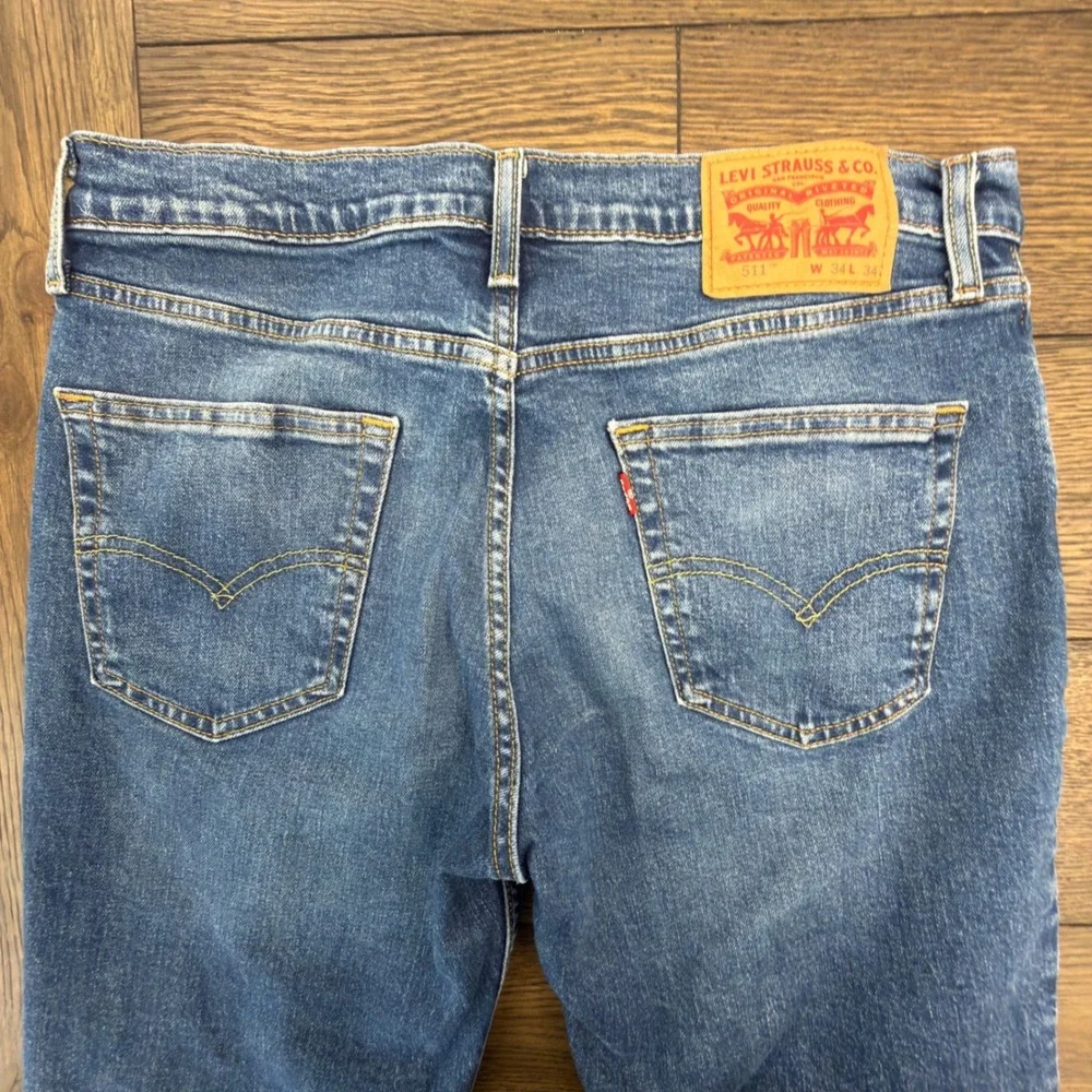 Levis‎ 511 Slim Fit Mens Jeans 34x34 Medium Wash Blue Denim WaterLess 04511-1390